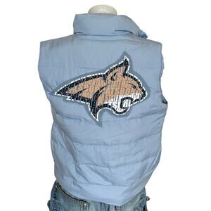 Montana State Bobcat Puffer Vest SMALL Baby Blue Football Unique Tailgate MSU